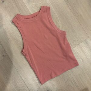Hollister Coral Ribbed Crop Tank Top